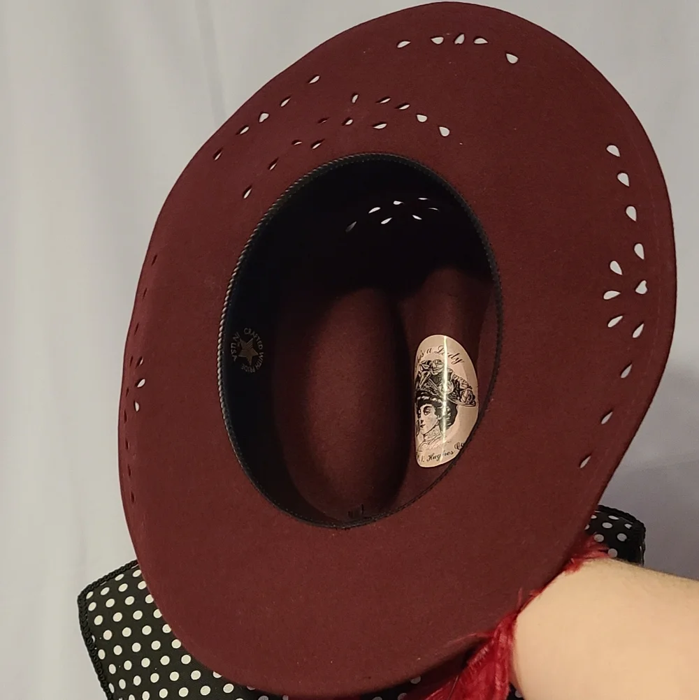 Hat She's A Lady Nancy Hughes Hat Co. 100% Wool Dark Burgundy